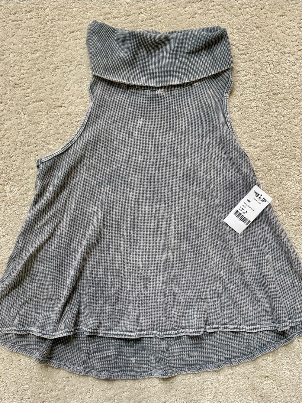 Hard Tail Gray Ribbed Sleeveless Turtleneck Tank